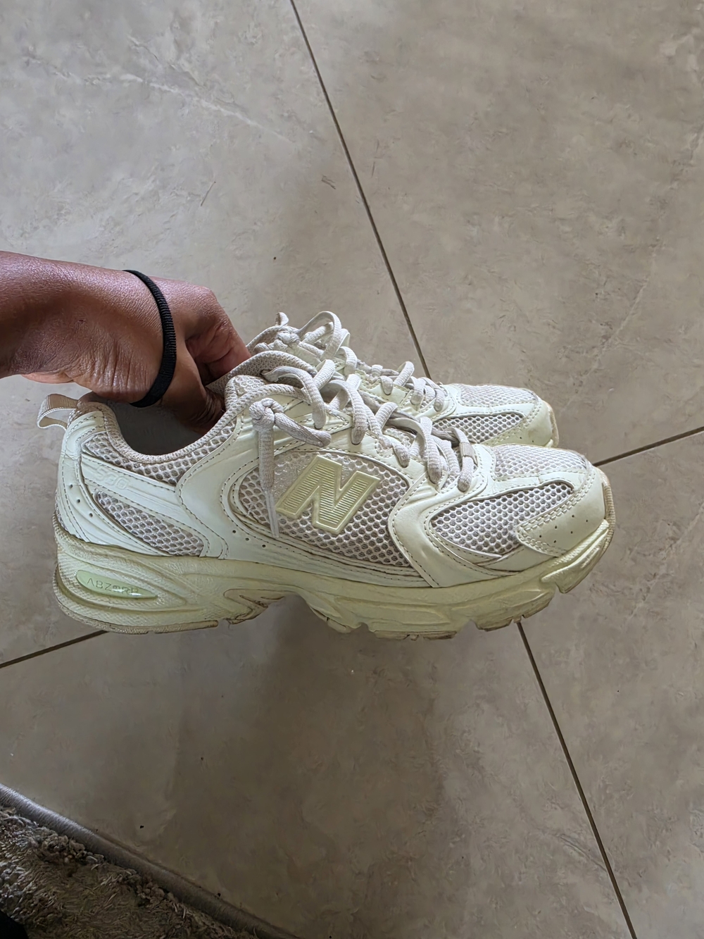 New Balance Women's Cream/White Athletic Sneakers